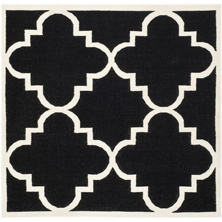 Safavieh 6 x 6 ft. Square- Contemporary Dhurries Black And Ivory Flatweave Rug DHU633A-6SQ